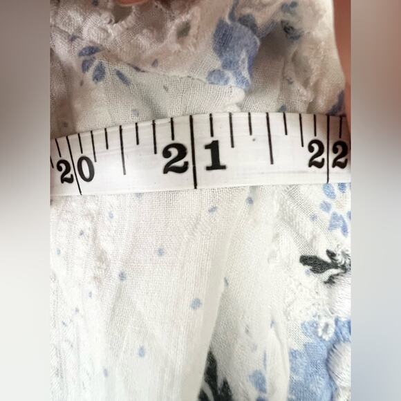 LoveShackFancy Spectra Floral Button down eyelet blouse white cotton blue floral - Picture 12 of 14